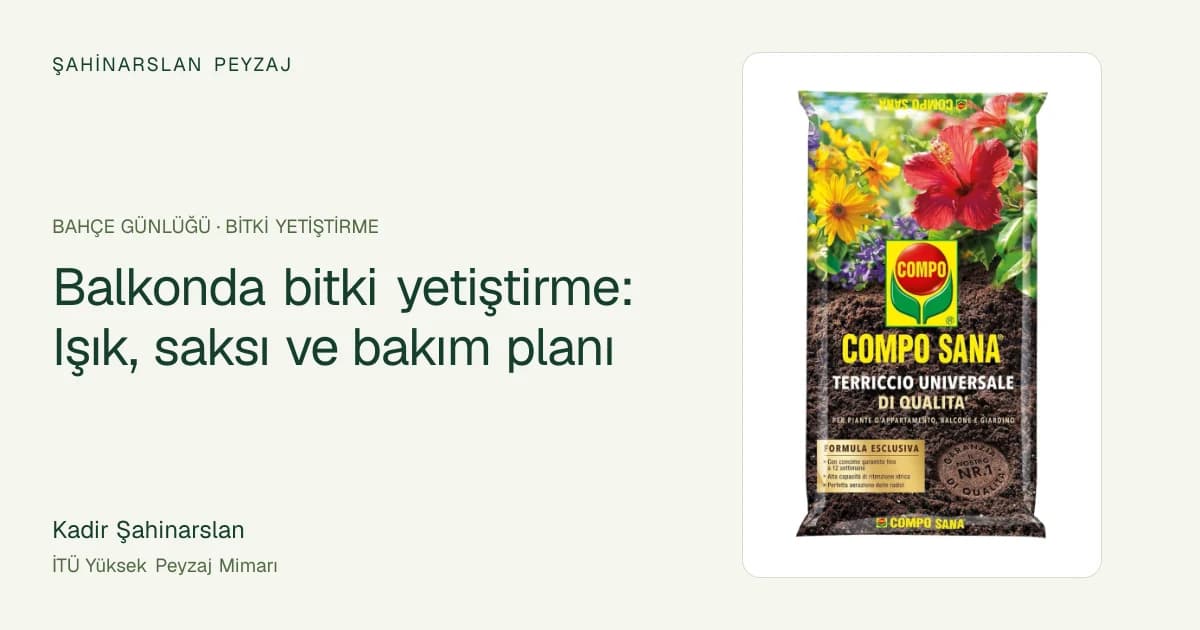 Balkonda bitki yetiştirme: Işık, saksı ve bakım planı — ürün fotoğrafıyla rehber kapağı