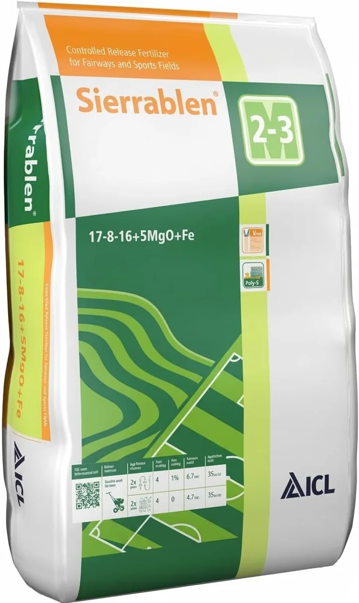 Sierrablen 17-8-16+5MgO+Fe Kontrollü Salınımlı Çim Gübresi 2-3 Ay 25 KG — görsel 1